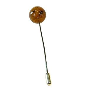 BAKELITE VTG HAT PIN BROWN MARBLE BALL TESTED A1020